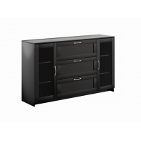 BRIMNES / СИРИУС тумба длинная с двумя стеклянными дверьми и тремя ящиками, цвет Дуб Венге