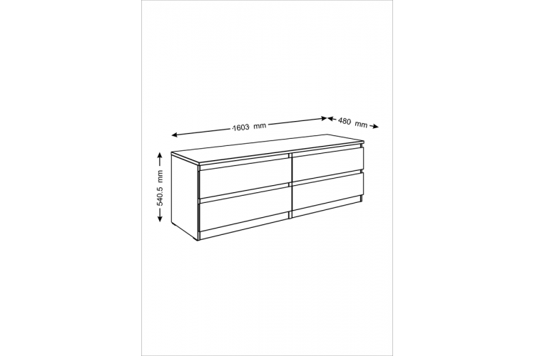 9.05.02.030.5 MALTA комод 4 ящика без доводчиков 160х54 Дуб Венге RU-2