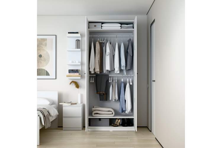 PAX / МАКС шкаф распашной двухстворчатый 100х61х233 белый, фасад 4 квадрата-3