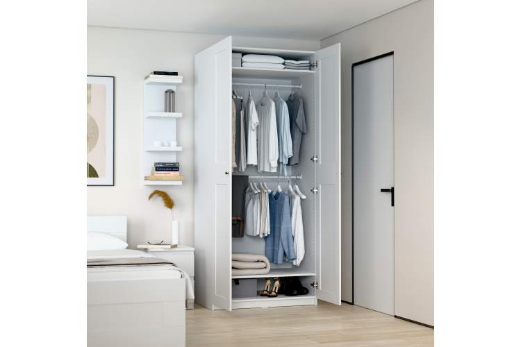 PAX / МАКС шкаф распашной двухстворчатый 100х61х233 белый, фасад 4 квадрата-4