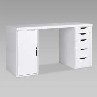 S01590 ИНГАР 2/5/ДВ стол письменный 140x75x55, белый