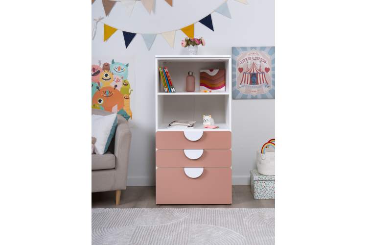 СТУВА / ПИКСИ стеллаж с 3 ящиками 60x57x123, мечтательный пион-3