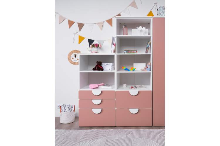 СТУВА / ПИКСИ стеллаж с 3 ящиками 60x57x123, мечтательный пион-7