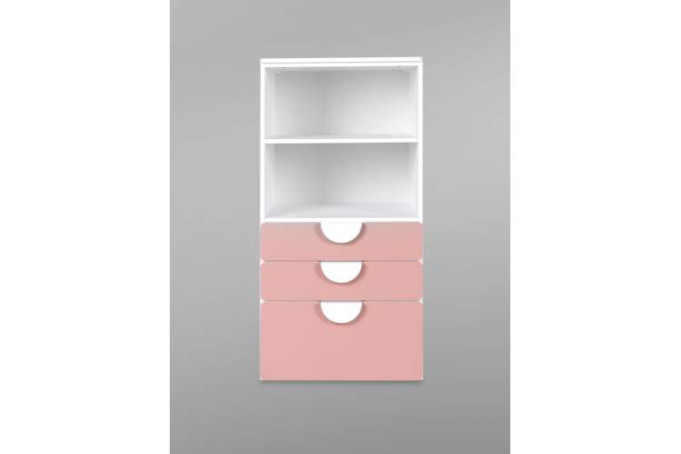 СТУВА / ПИКСИ стеллаж с 3 ящиками 60x57x123, мечтательный пион-1