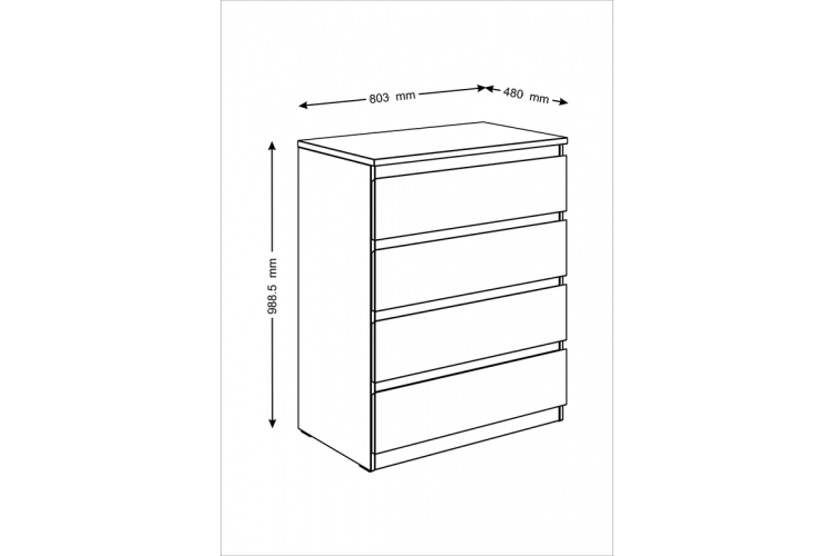 9.05.02.070.3 MALTA комод 4 ящика без доводчиков 80х99 сонома RU-2