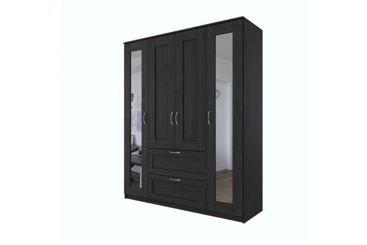 2.02.01.092.5 СИРИУС шкаф комбинированный "4 двери и 2 ящика Дуб Венге RU (с 2 зеркалами)"