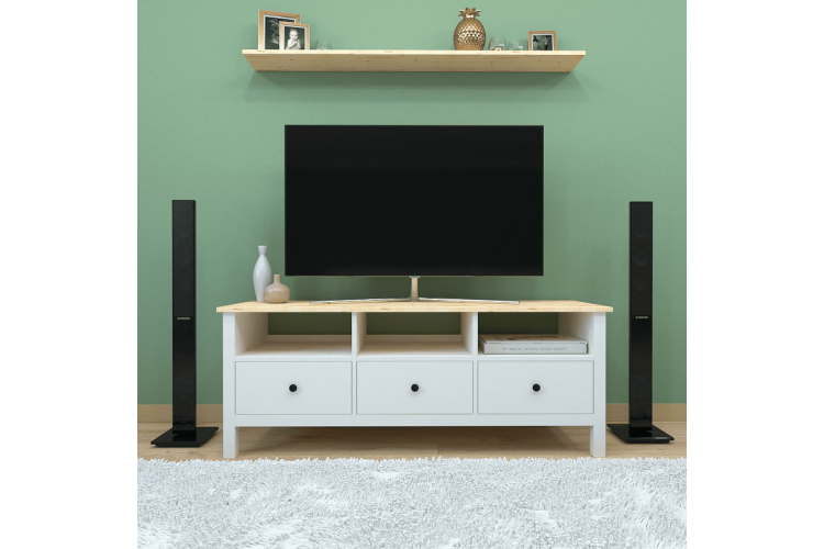 Тумба под ТВ (1460*565*460) Ф-156.16_белая/натуральная-3