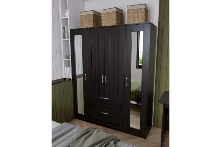 2.02.01.092.5 СИРИУС шкаф комбинированный "4 двери и 2 ящика Дуб Венге RU (с 2 зеркалами)"-3