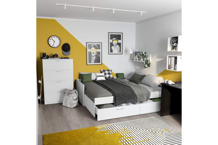 2.02.08.230.1 СИРИУС кровать раздвижная 90х200 белая RU-3