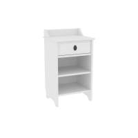 Тумба прикроватная Вествик с ящиком и полками, массив сосны, цвет белый