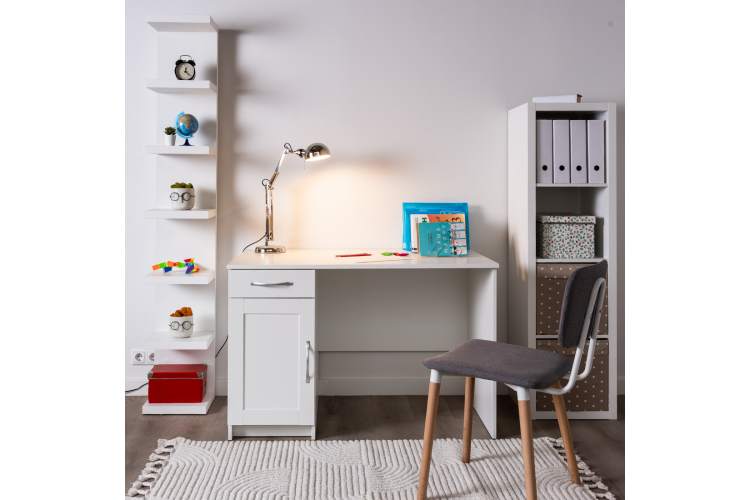 Стол КАСТОР письменный с одной тумбой и одним ящиком, цвет белый-4