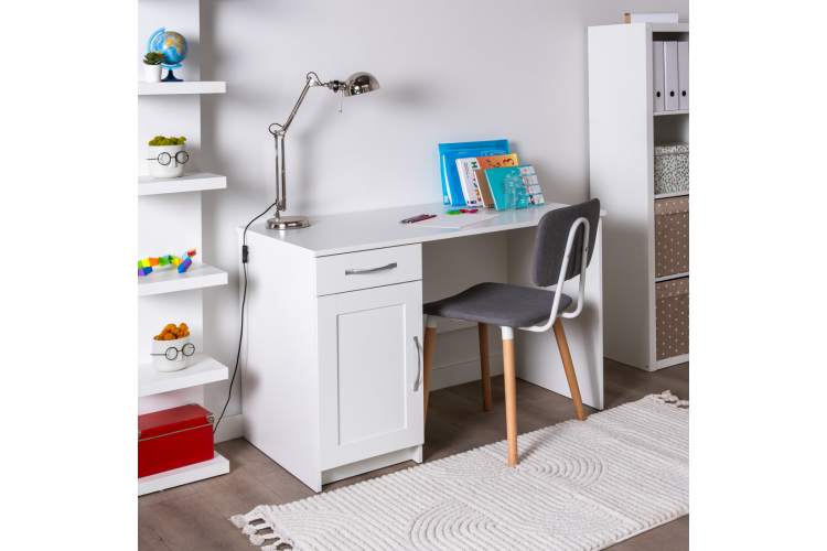 Стол КАСТОР письменный с одной тумбой и одним ящиком, цвет белый-5