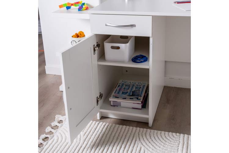 Стол КАСТОР письменный с одной тумбой и одним ящиком, цвет белый-6