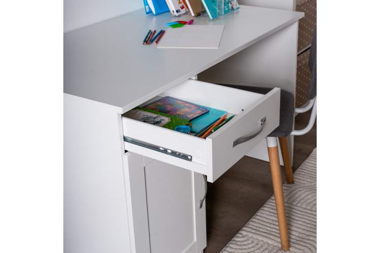 Стол КАСТОР письменный с одной тумбой и одним ящиком, цвет белый-7