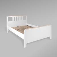 Двуспальная кровать САГА 140х200 белая/ясень, ИКЕА