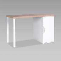 S01514 ИНГАР 1/ДВ/T стол письменный 120x75x55, дуб беленый/белый