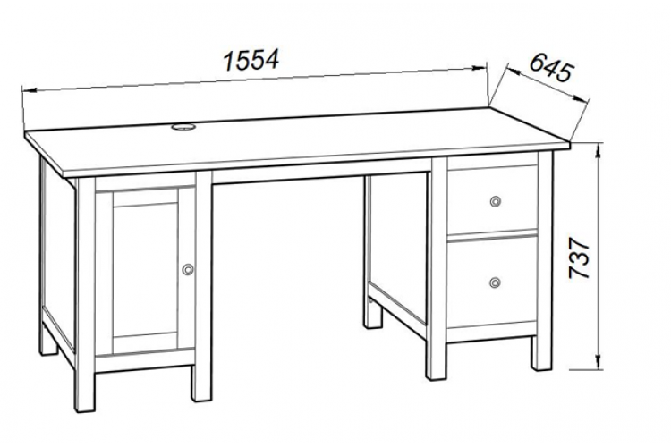 Стол письменный 12 «Кантри» арт.410035002300 /Белый лак/-2