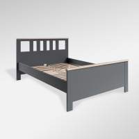 Двуспальная кровать САГА 140х200 серая/ясень, ИКЕА