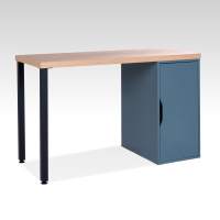 S01521 ИНГАР 1/ДВ/T стол письменный 120x75x55, дуб беленый/серо-бирюзовый/черный