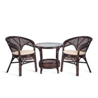 ТЕРРАСНЫЙ КОМПЛЕКТ "PELANGI" (стол со стеклом + 2 кресла) / с подушками / ротанг, кресло 65х65х77см, стол диаметр 64х61см, walnut (грецкий орех) ТЕРРАСНЫЙ КОМПЛЕКТ "PELANGI" (стол со стеклом + 2 кресла) / с подушками / ротанг, кресло 65х65х77см, стол диаметр 64х61см, walnut (грецкий орех)