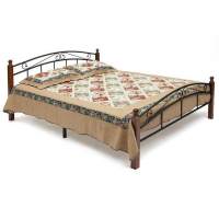 Кровать AT-8077 дерево гевея/металл, 160*200 см (Queen bed), красный дуб/черный Кровать AT-8077 дерево гевея/металл, 160*200 см (Queen bed), красный дуб/черный