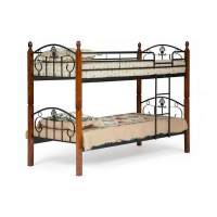 Кровать BOLERO двухярусная дерево гевея/металл, 90*200 см (bunk bed), красный дуб/черный Кровать BOLERO двухярусная дерево гевея/металл, 90*200 см (bunk bed), красный дуб/черный