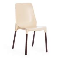 Стул GENIUS (mod 75) / 2 шт. в упаковке металл/пластик, 46x56x84cм, бежевый/коричневые ножки (Комплект из 2 шт.)