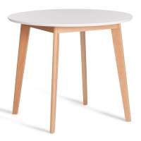 Стол обеденный BOSCO (Боско) основание бук, столешница мдф, D900, Белый+Натуральный ( Бук) Стол обеденный BOSCO (Боско) основание бук, столешница мдф, D900, Белый+Натуральный ( Бук)