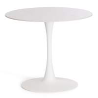 Стол обеденный Tulip/Тулип столешница керамика (глянцевая) / опоры металл, белый/белый, 90х75 см Стол обеденный Tulip/Тулип столешница керамика (глянцевая) / опоры металл, белый/белый, 90х75 см