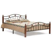 Кровать AT-126 дерево гевея/металл, 160*200 см (Queen bed), красный дуб/черный Кровать AT-126 дерево гевея/металл, 160*200 см (Queen bed), красный дуб/черный