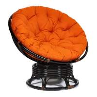 Кресло-качалка PAPASAN/ПАПАСАН w 23/01 B /с подушкой/ 115х78х104 см, Antique brown (античный черно-коричневый), ткань Оранжевый, С 23 Кресло-качалка PAPASAN/ПАПАСАН w 23/01 B /с подушкой/ 115х78х104 см, Antique brown (античный черно-коричневый), ткань Оранжевый, С 23
