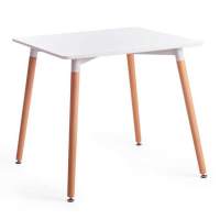 Стол JOHN (mod. T1003) МДФ/дерево, 80 х 80 х 75 см , White (Белый) / Natural (натуральный)