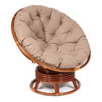 Кресло-качалка PAPASAN/ПАПАСАН w 23/01 B /с подушкой/ 115х78х104 см, Pecan (орех), экошерсть Коричневый, 1811-5
