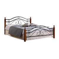 Кровать AT-803 дерево гевея/металл, 120*200 см (middle bed), красный дуб/черный Кровать AT-803 дерево гевея/металл, 120*200 см (middle bed), красный дуб/черный