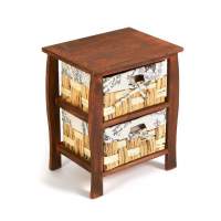 Тумба с 2 ящиками Secret De Maison BEL 2 ( mod. PE-10 ) дерево павловния, мдф, 39x30x46.5см, Brown (коричневый) ткань №HX21