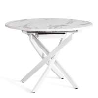 Стол MANZANA ЛДСП/HPL/металл, 100 х 100+30 х 75 см, Мрамор светлый/белый