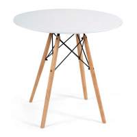Стол CINDY NEXT (mod. 70-80 MDF) металл/мдф/бук, D70х75см, белый/натуральный Стол CINDY NEXT (mod. 70-80 MDF) металл/мдф/бук, D70х75см, белый/натуральный