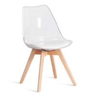 Стул TULIP (mod. 73-1) дерево/пластик/экокожа, 47,5x55x80 см, Прозрачный (Transparent) (Комплект из 4 шт.)