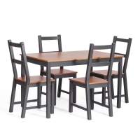 Обеденный комплект Соната (стол + 4 стула) / Sonata dining set массив сосны, стол: 120х75х73см стул :41х50х95см, антик /графит