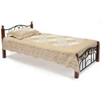 Кровать AT-808 дерево гевея/металл, 90*200 см (Single bed), красный дуб/черный Кровать AT-808 дерево гевея/металл, 90*200 см (Single bed), красный дуб/черный
