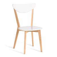 Стул жесткое сиденье MAXI (Макси) каркас бук, сиденье, спинка - мдф, 86 х 48.5 х 54.5 см, Белый+Натуральный ( Бук) (Комплект из 2 шт.)