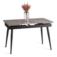 Стол обеденный Lord Grey/Лорд Грей столешница керамика (глянцевая) / опоры металл, серый/чёрный, (120+30+30)x80x75(+1) см Стол обеденный Lord Grey/Лорд Грей столешница керамика (глянцевая) / опоры металл, серый/чёрный, (120+30+30)x80x75(+1) см