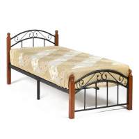 Кровать AT-8077 дерево гевея/металл, 90*200 см (Single bed), красный дуб/черный Кровать AT-8077 дерево гевея/металл, 90*200 см (Single bed), красный дуб/черный