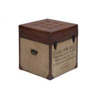 Пуф - сундук Secret De Maison CLICHY ( mod. M-9177 ) дерево манго/кожа буйвола/ткань хлопок, 46 х 46 х 52, коричневый, ткань: винтаж Пуф - сундук Secret De Maison CLICHY ( mod. M-9177 ) дерево манго/кожа буйвола/ткань хлопок, 46 х 46 х 52, коричневый, ткань: винтаж