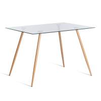 Стол SOPHIA (mod. 5003) металл/стекло (8мм), 110 х 80 х 75 см, бук/прозрачный Стол SOPHIA (mod. 5003) металл/стекло (8мм), 110 х 80 х 75 см, бук/прозрачный