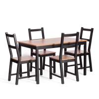 Обеденный комплект Соната (стол + 4 стула) / Sonata dining set массив сосны, стол: 120х75х73см стул :41х50х95см, антик/чёрный