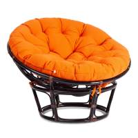 Кресло PAPASAN/ПАПАСАН 23/01 W /с подушкой/ диаметр подушки 122 см, 115х101х104 см, Antique brown (античный черно-коричневый), ткань Оранжевый, Кресло PAPASAN/ПАПАСАН 23/01 W /с подушкой/ диаметр подушки 122 см, 115х101х104 см, Antique brown (античный черно-коричневый), ткань Оранжевый,
