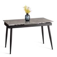 Стол обеденный Balmoral / Балморал столешница керамика (глянцевая) / опоры металл, серый/чёрный, (120+40)x80x75(+1) см Стол обеденный Balmoral / Балморал столешница керамика (глянцевая) / опоры металл, серый/чёрный, (120+40)x80x75(+1) см