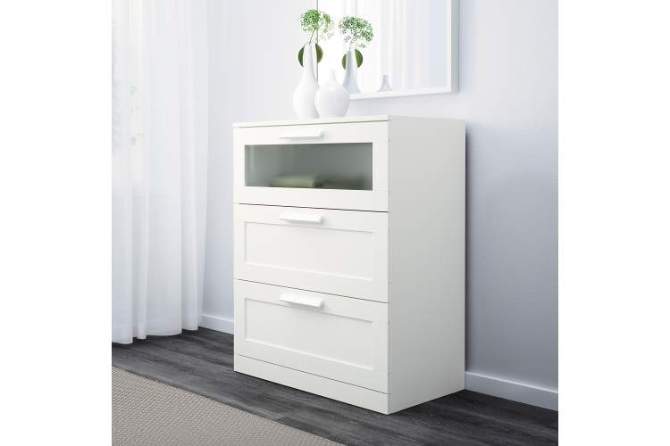Комод БРИМНЭС 3 ящика, цвет белый, IKEA brimnes