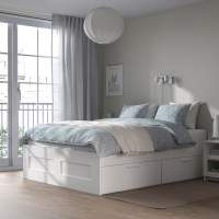 Кровать IKEA BRIMNES с 4 ящиками, белый 140х200 см